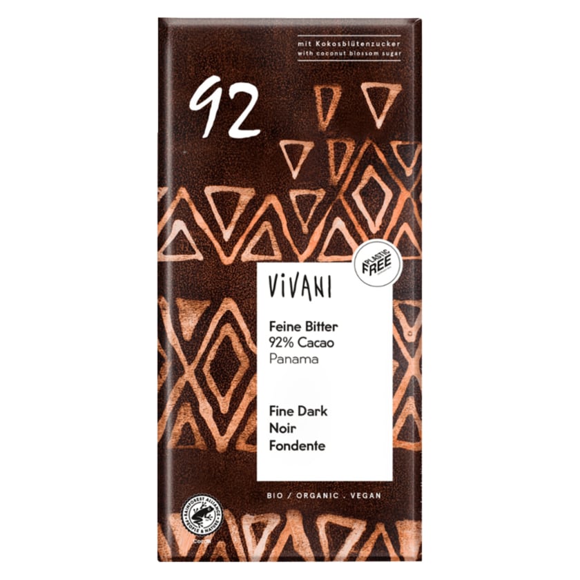Vivani Bio Feine Bitter Schokolade 92% Cacao 80g